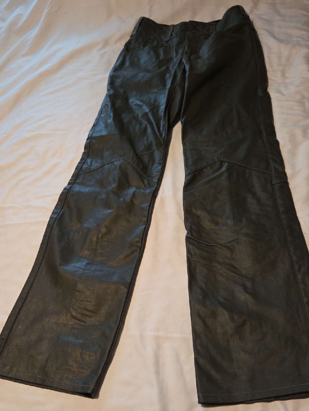 #H1010. Gino Leathers Black Leather Wide Leg Pants